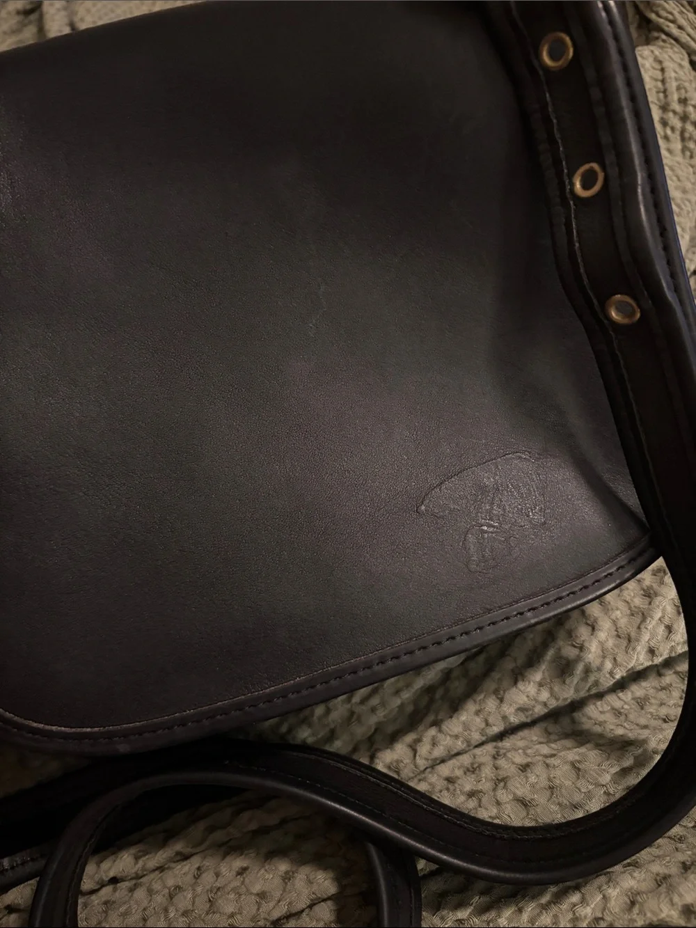 1996 Coach Black Leather Messenger Bag with Brass Hardware 9170- no hang tag